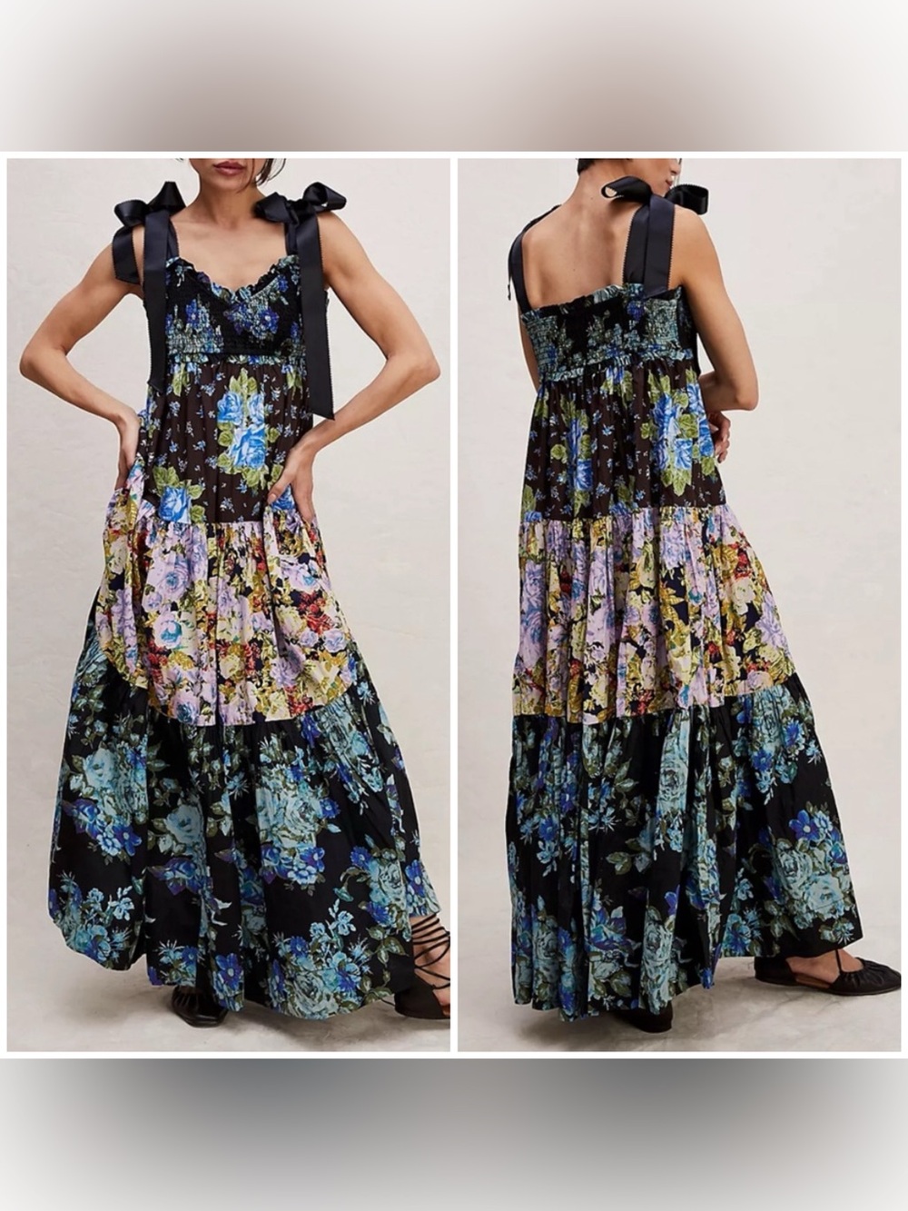 Free People Bluebell Maxi Dress - cool combo blue black - Medium (estimated) *IR